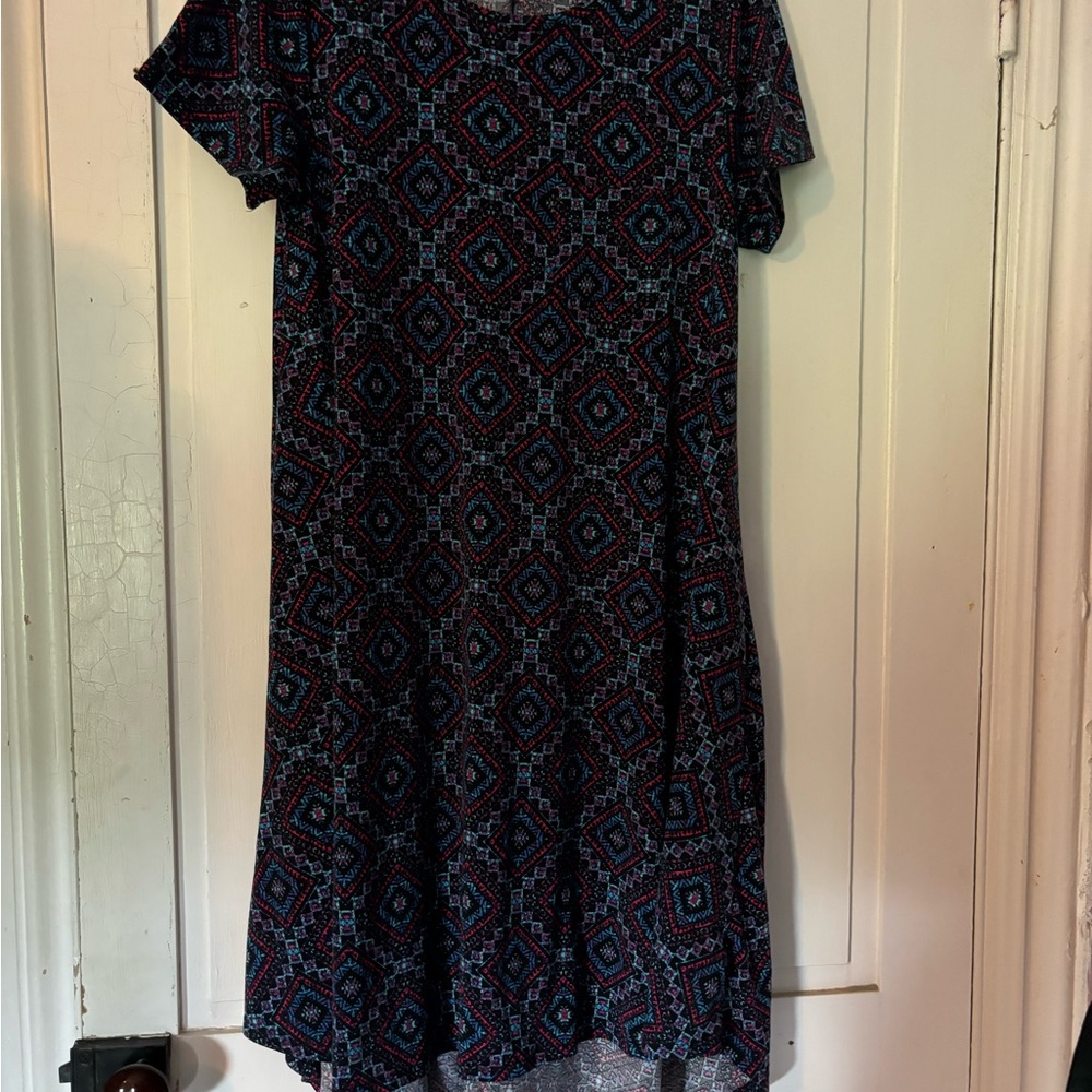 LuLaRoe Mini Dress - Black and Blue Geometric